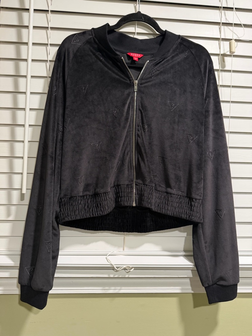 GUESS Women's Black Cropped Bomber Jacket